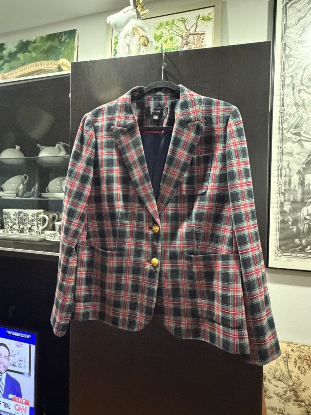 J CREW PLAID WOOL BLEND BLAZER